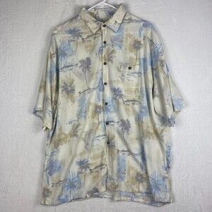 Pierre Cardin Shirt Mens Size XXL Short Sleeve Lightweight Button Front Tropical